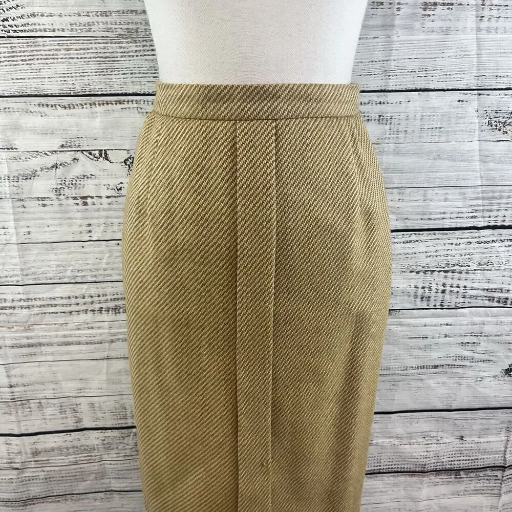 Vintage Carlisle Suit Skirt size 12 Camel Brown Tweed Wool Straight Pencil Knee